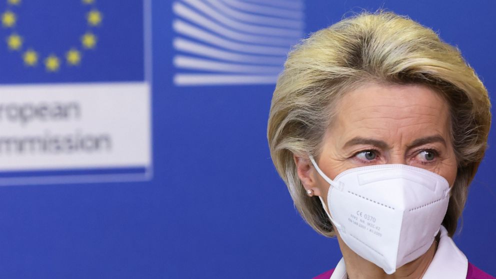 EU Commission President von der Leyen gives a media statement on the COVID-19 vaccines, in Brussels