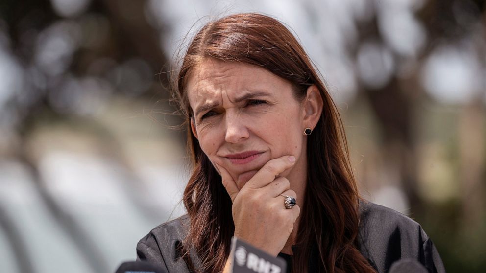 New Zealand Prime Minister Jacinda Ardern speaks about the COVID-19 situation while visiting New Plymouth on Thursday, Jan. 20, 2022. New Zealand is among the few remaining countries to have avoided any outbreaks of the omicron variant — but Prime Mi