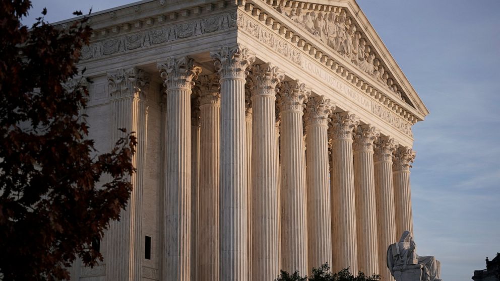 FILE - In this Nov. 5, 2020, file photo the Supreme Court is seen in Washington. The pending Supreme Court case on the fate of the Affordable Care Act could give the Biden administration its first opportunity to chart a new course in front of the jus