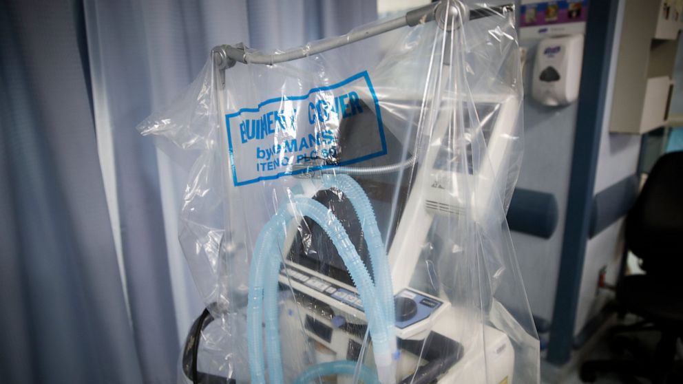FILE - In this April 20, 2020, file photo a ventilator waits to be used for a COVID-19 patient going into cardiac arrest at St. Joseph's Hospital in Yonkers, N.Y. COVID-19 could have stamped someone “uninsurable”  if not for the Affordable Care Act. 
