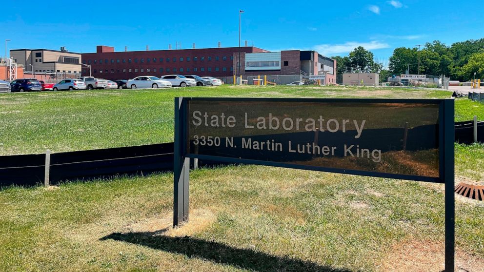 This July 2022 photo shows a lab in Lansing, Mich., where the state health department tests blood from newborns for more than 50 rare diseases. The state has agreed to destroy more than 3 million dried blood spots that are in storage. It's a partial 