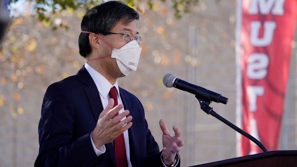 FILE - Democratic state Sen. Richard Pan of Sacramento speaks at a news conference in Los Angeles on Jan. 24, 2022. Two California Democratic lawmakers took aim Tuesday, Feb. 15, 2022, at pandemic disinformation they said has been artificially given 