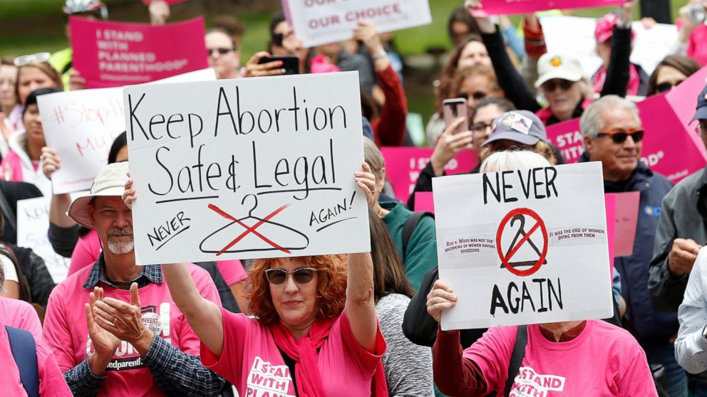 FILE - People rally in support of abortion rights at the state Capitol in Sacramento, Calif., May 21, 2019. Planned Parenthood leaders from 24 states gathered in Sacramento, Friday, Sept. 9, 2022, hoping to map out a nationwide strategy that would em