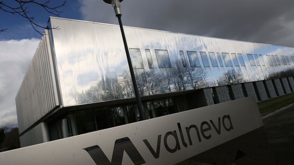 FILE - In this Feb. 3 2021 file photo, the French vaccine startup Valneva headquarters is pictured in Saint-Herblain, western France. A French pharmaceutical startup announced Monday, Sept. 13, 2021 that the British government has abruptly terminated