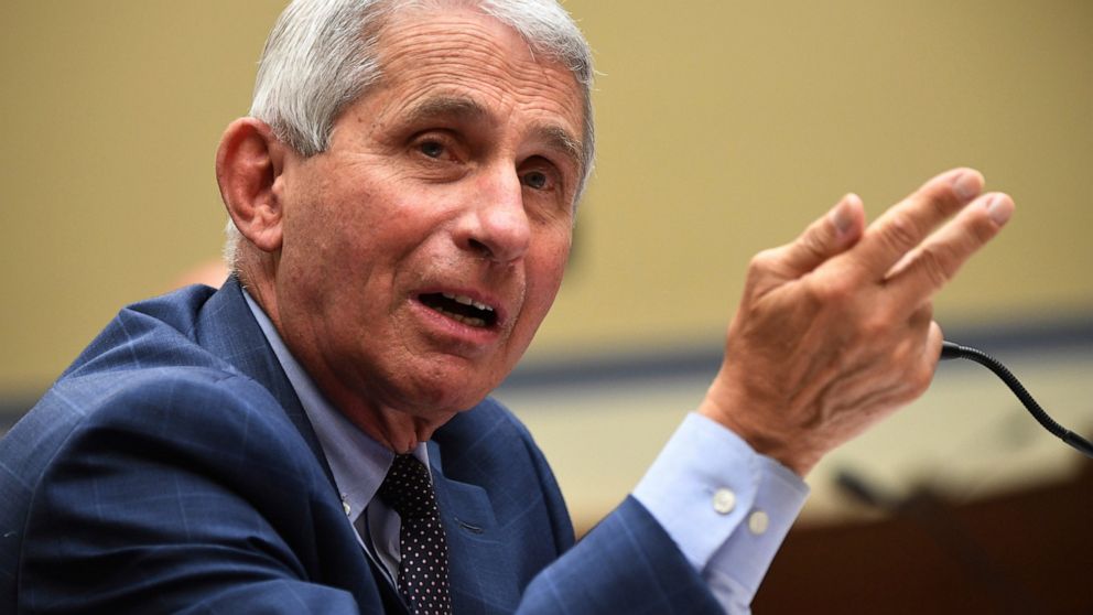 Dr. Anthony Fauci, director of the National Institute for Allergy and Infectious Diseases, speaks during a House Subcommittee on the Coronavirus crisis hearing, Friday, July 31, 2020 on Capitol Hill in Washington. (Kevin Dietsch/Pool via AP)