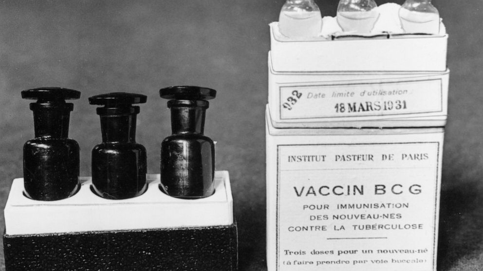 FILE - This March 1931 file photo shows ampules of the BCG vaccine against tuberculosis in a laboratory at the Institute Pasteur in Paris, France. Dec. 2, 1947 file photo. Scientists are dusting off some decades-old vaccines against TB and polio to s