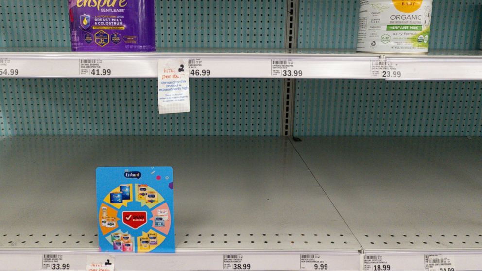 FILE - Baby formula is displayed on the shelves of a grocery store in Carmel, Ind. on May 10, 2022. On Tuesday, Dec. 6, 2022, a panel called for changes at the FDA, the federal agency that oversees most of the nation's food supply, saying revamped le