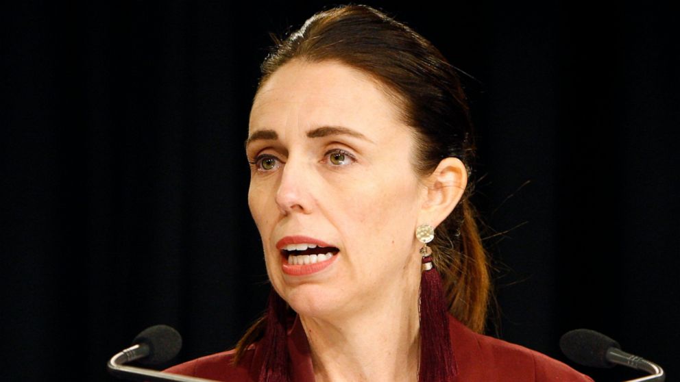 New Zealand Prime Minister Jacinda Ardern talks to the media Monday, Aug. 5, 2019, in Wellington, New Zealand. While abortions have been available in New Zealand for decades, the procedure is still regulated under the Crimes Act which came into force
