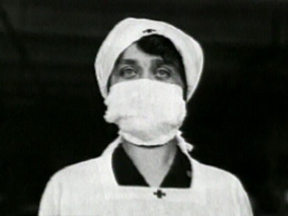 VIDEO: A nurse uses a mask during the 1918 flu epidemic.