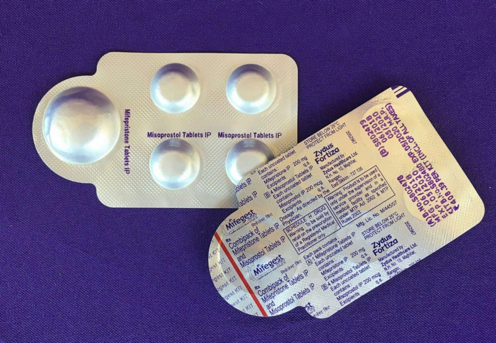 PHOTO: Plan C is a combination pack of mifepristone (L) and misoprostol tablets, two medicines used together, also called the abortion pill, May 8, 2020. 