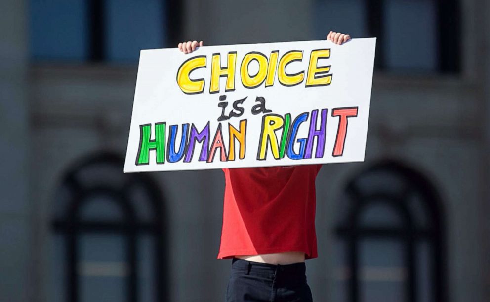 PHOTO: Demonstrators gather at the State Capitol to protest as the U.S. Supreme Court appears poised to overturn longstanding abortion protections and Oklahoma governor signs Texas-style abortion ban in Oklahoma City. 