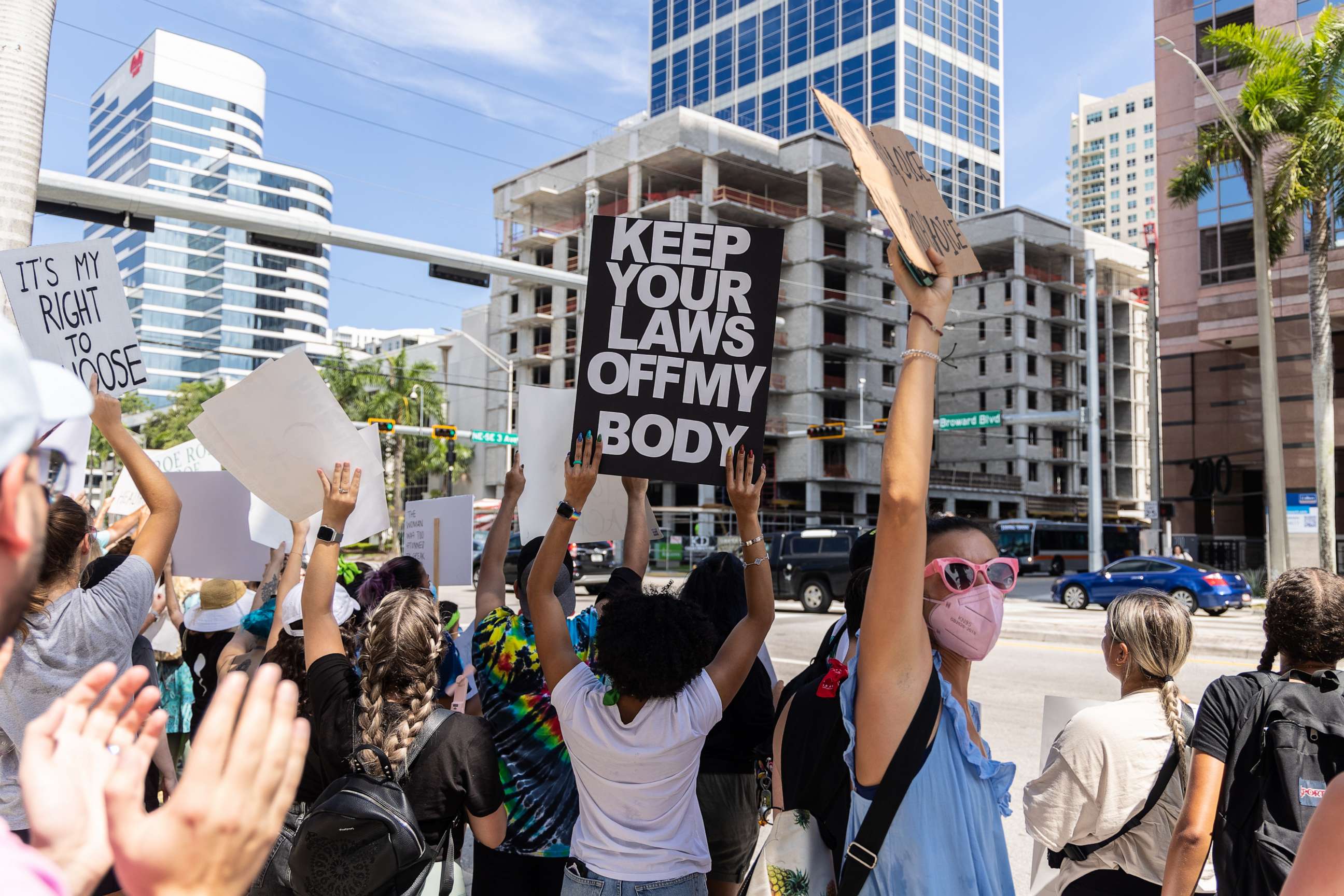 PHOTO: An abortion rights activist holds a sign at a protest in support of abortion access, July 13, 2022, in Fort Lauderdale, Fla.