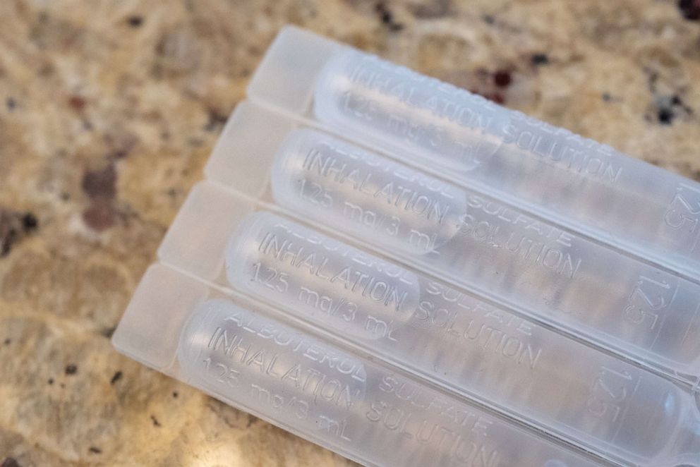 PHOTO: A close-up of nebulizer vials of the respiratory medication albuterol sulfate, a medication often used in the treatment of the COVID-19 coronavirus, April 11, 2020.
