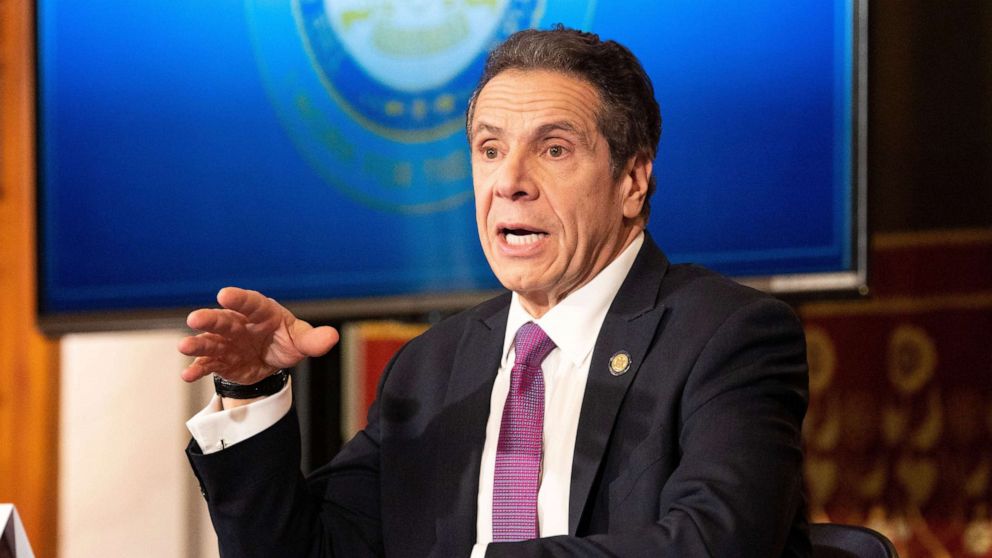 PHOTO: New York Governor Andrew Cuomo speaks during a press Conference at the State Capitol in Albany, New York, April 20, 2020.