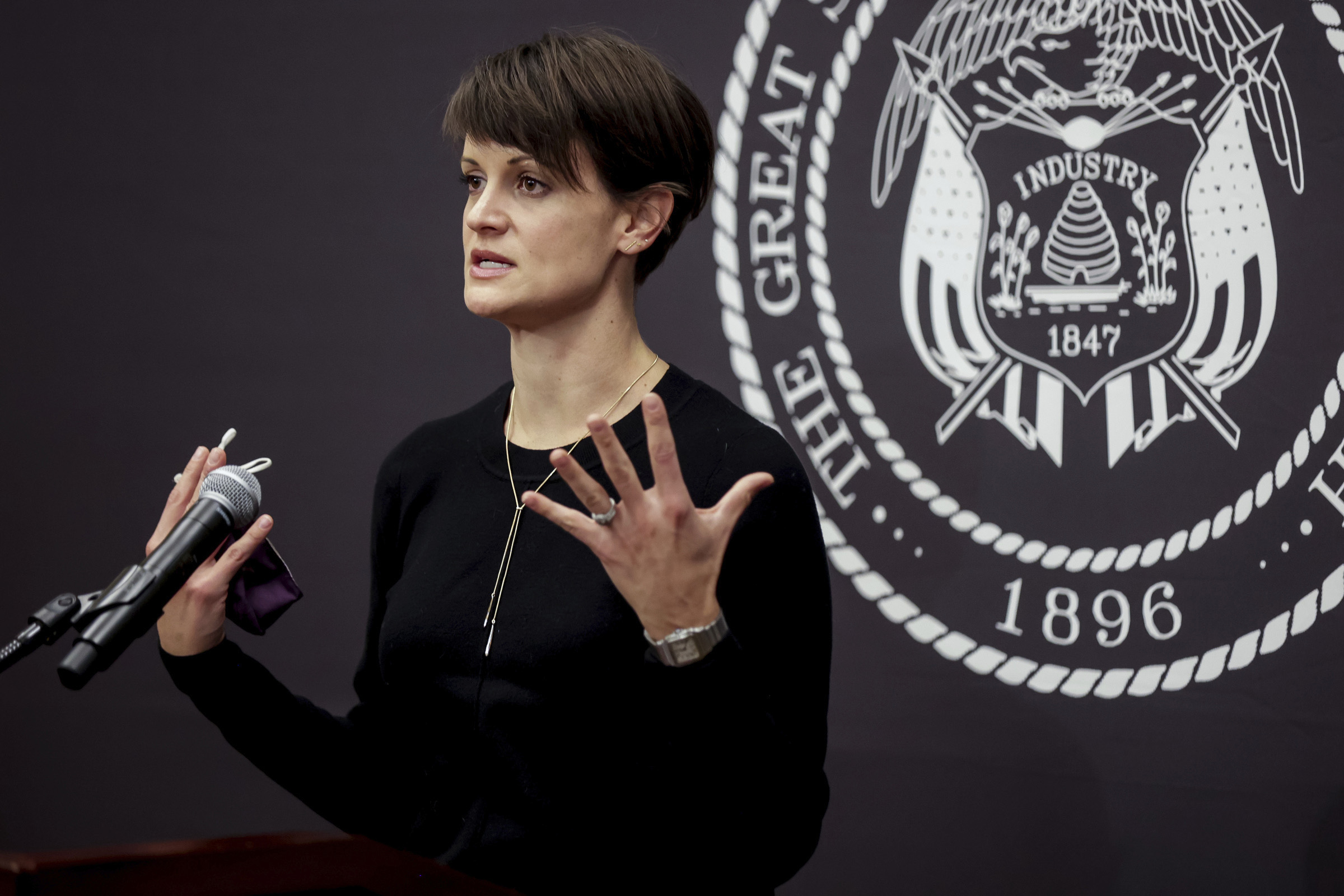 PHOTO: State epidemiologist Dr. Angela Dunn speaks during a COVID-19 briefing at the Utah State Capitol, Oct. 29, 2020, in Salt Lake City, Utah.