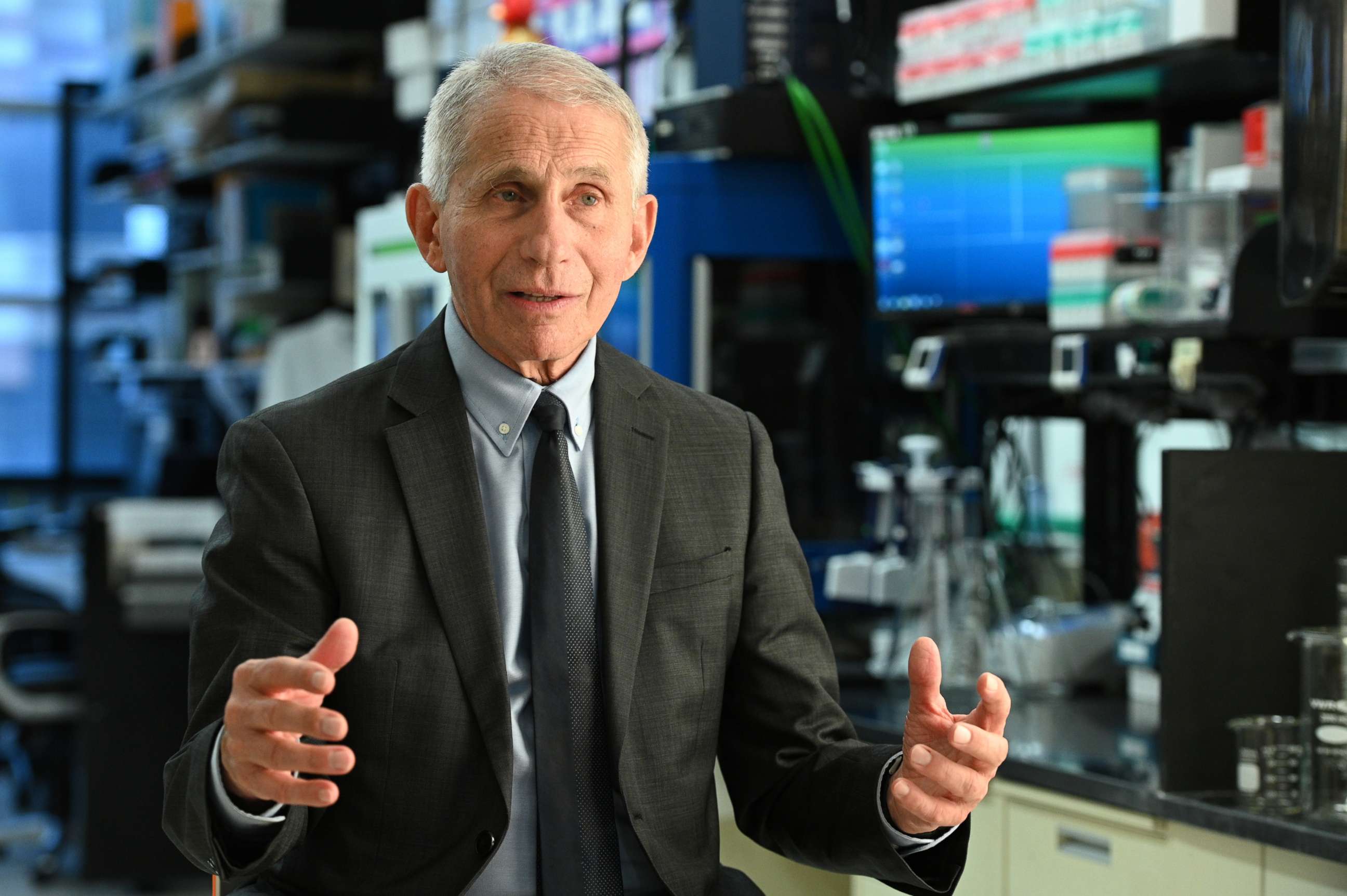 PHOTO: Dr. Anthony Fauci is interviewed by Dr. Jennifer Ashton at the National Institutes of Health in Washington.