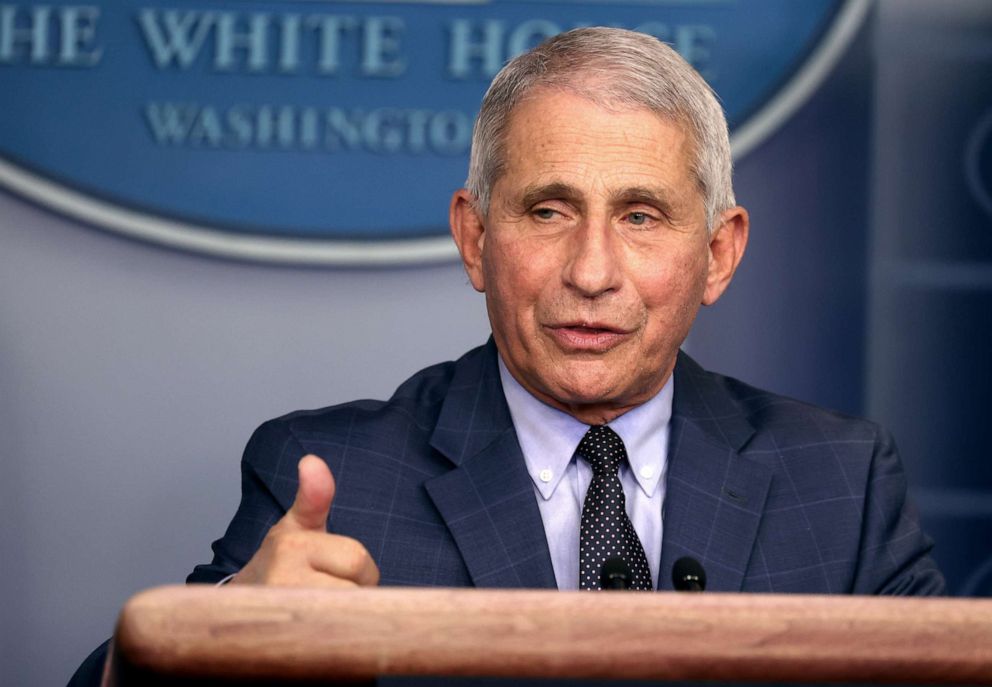 PHOTO: Dr. Anthony Fauci, Director of the National Institute of Allergy and Infectious Diseases, speaks during a White House Coronavirus Task Force press briefing in the White House on Nov. 19, 2020, in Washington.
