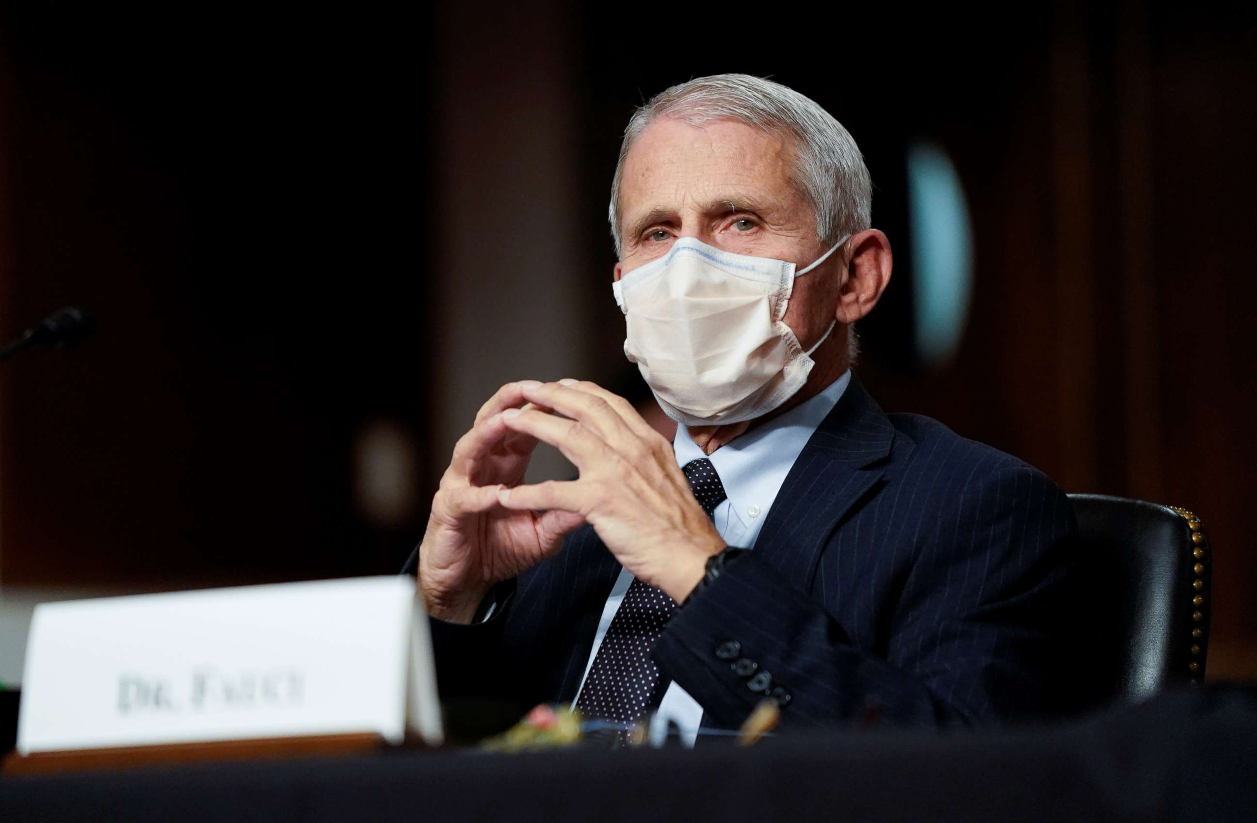 PHOTO: White House Chief Medical Adviser Anthony Fauci waits to testify before the Senate Health, Education, Labor and Pensions hearing on "Next Steps: The Road Ahead for the COVID-19 Response" on Capitol Hill in Washington, Nov. 4, 2021.