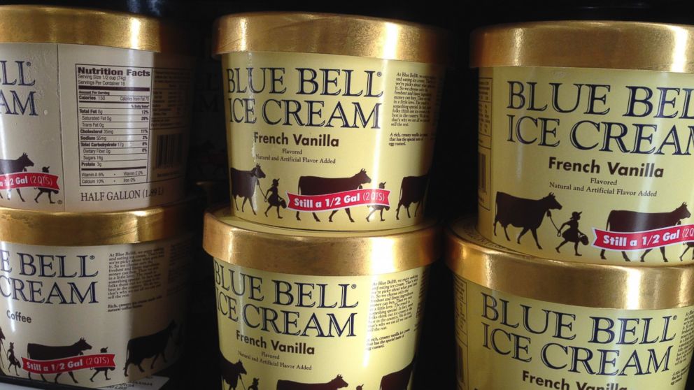 PHOTO: In this April 10, 2015, file photo, Blue Bell ice cream rests on a grocery store shelf in Lawrence, Kan. 