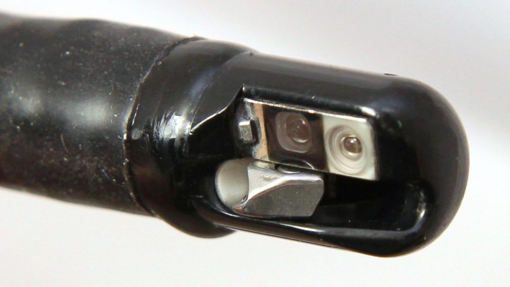 This undated photo provided by the U.S. Food and Drug Administration shows the tip of an endoscopic retrograde cholangiopancreatography (ERCP) duodenoscope, attached to a long tube, not shown.