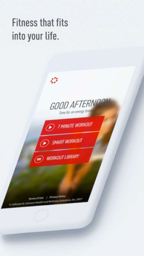 PHOTO: A photo advertisement for the Johnson & Johnson 7 Minute Workout app on iTunes. 
