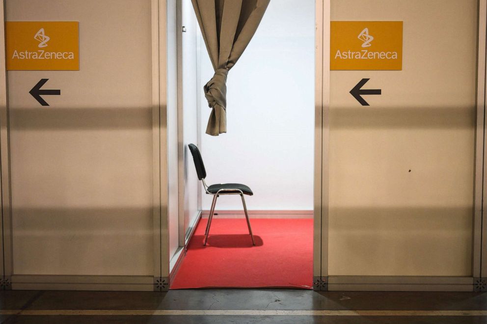 PHOTO: Vaccination booths set up to administer doses of the  Oxford/AstraZeneca Covid-19 vaccine at the Belgrade Fair centre, March 19, 2021, in Belgrade, Serbia.