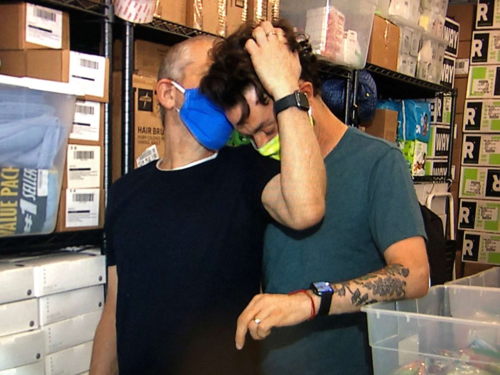 PHOTO: Jayson Conner and Jeffrey Newman in the warehouse storage space they keep their supplies in Jamaica, Queens.