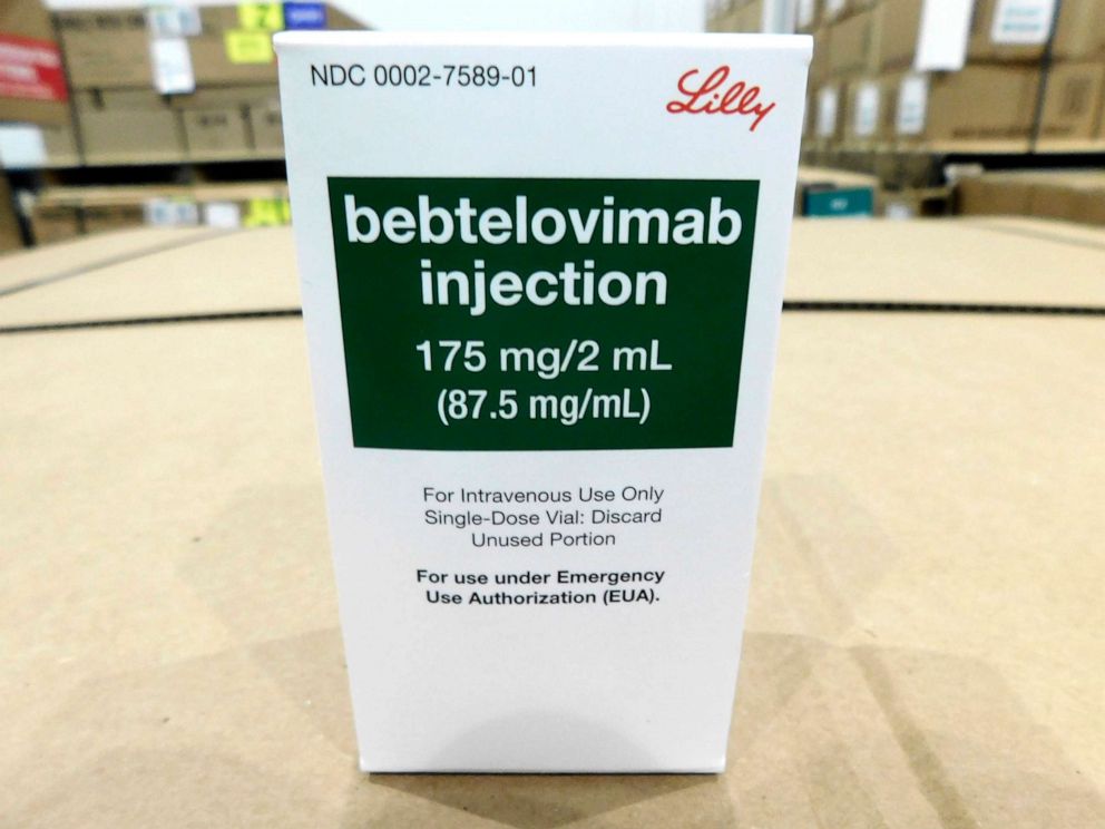 PHOTO: This image provided by Eli Lilly and Company shows the packaging for bebtelovimab.