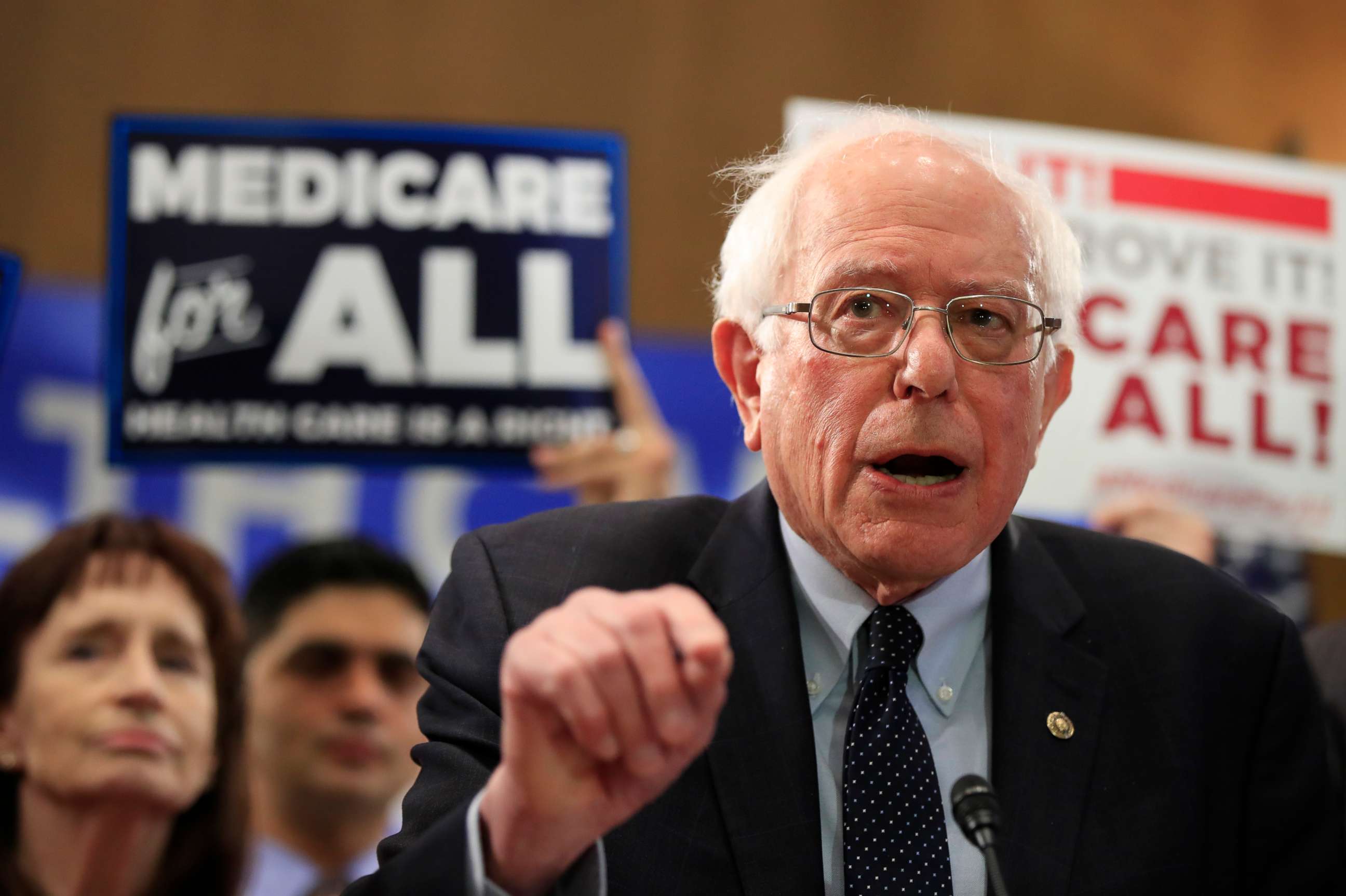 PHOTO:Sen. Bernie Sanders, I-Vt., introduces the Medicare for All Act of 2019, on Capitol Hill, April 10, 2019. 