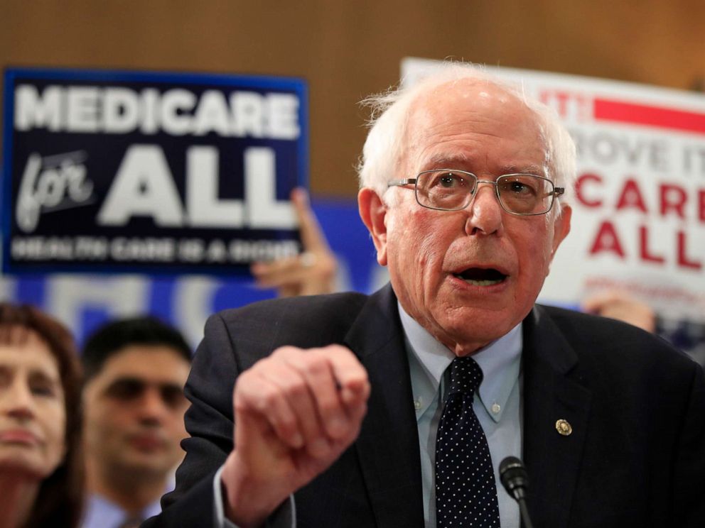 PHOTO:Sen. Bernie Sanders, I-Vt., introduces the Medicare for All Act of 2019, on Capitol Hill, April 10, 2019.