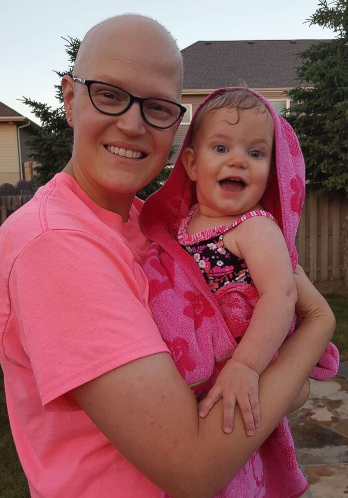 PHOTO: Beth O'Brien, 38, of Bennington, Nebraska, was diagnosed with breast cancer in 2017 shortly after finding a lump in her breast while breastfeeding her daughter.