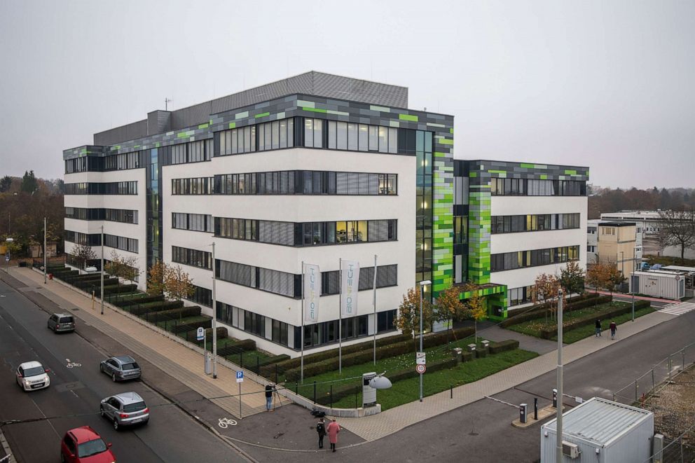 PHOTO: The headquarters of German immunotherapy company BioNTech stands, Nov. 10, 2020, in Mainz, Germany.