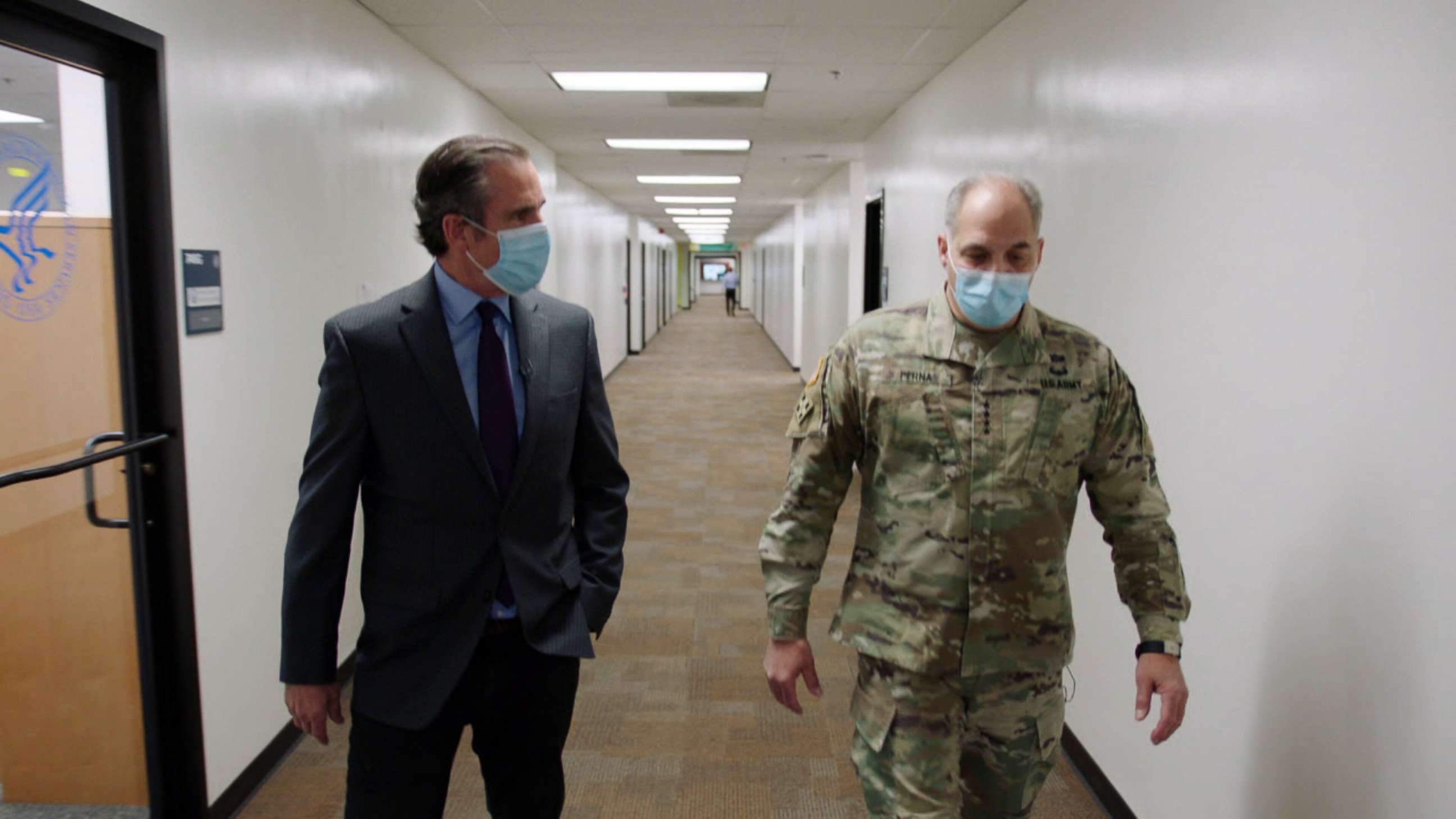 PHOTO: Army Gen. Gustave Perna, chief operating officer for the Defense Department's Project Warp Speed, speaks with ABC News Correspondent Bob Woodruff about plans to distribute the coronavirus vaccine.