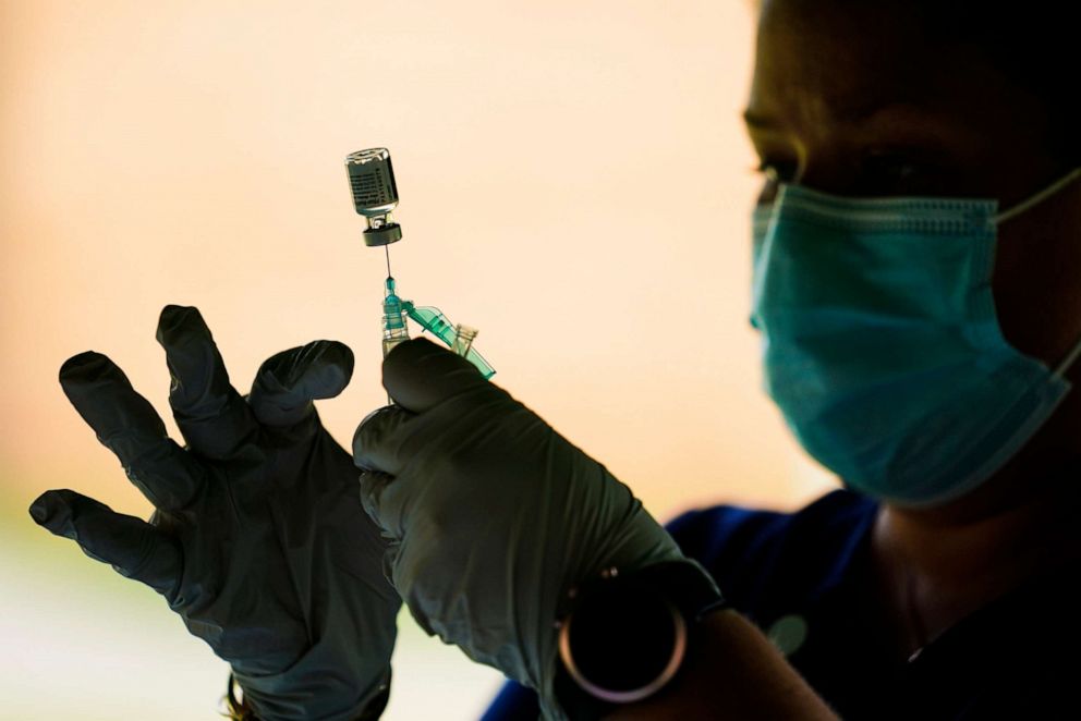 PHOTO: A syringe is prepared with the Pfizer COVID-19 vaccine at a clinic at the Reading Area Community College in Reading, Pa., on Sept. 14, 2021.