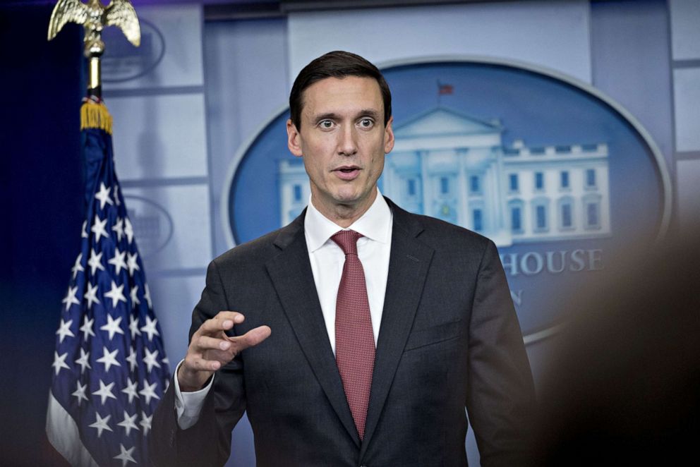 PHOTO: Tom Bossert, assistant to U.S. President Donald Trump for the U.S. Department of Homeland Security, speaks during a White House press briefing in Washington, Sept. 8, 2017.
