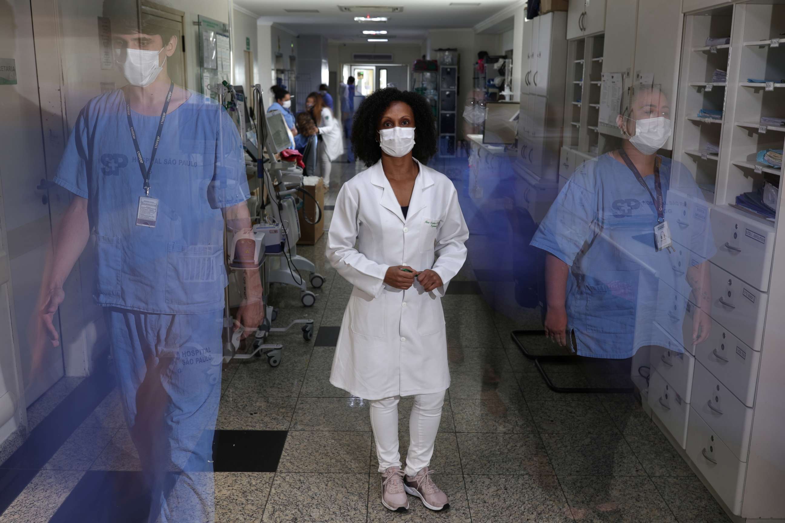 PHOTO: Jane Cristina Dias Alves, 43, a nurse volunteer in a COVID-19 vaccine trial for AstraZeneca, poses for a photograph in Sao Paulo, Brazil, Dec. 11, 2020.
