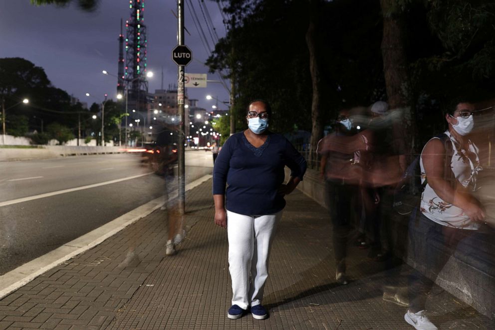 PHOTO: Monica Aparecida Calazans, 54, a nurse and a volunteer in COVID-19 vaccine trial for Sinovac, poses for a photograph in Sao Paulo, Brazil, Dec. 10, 2020.