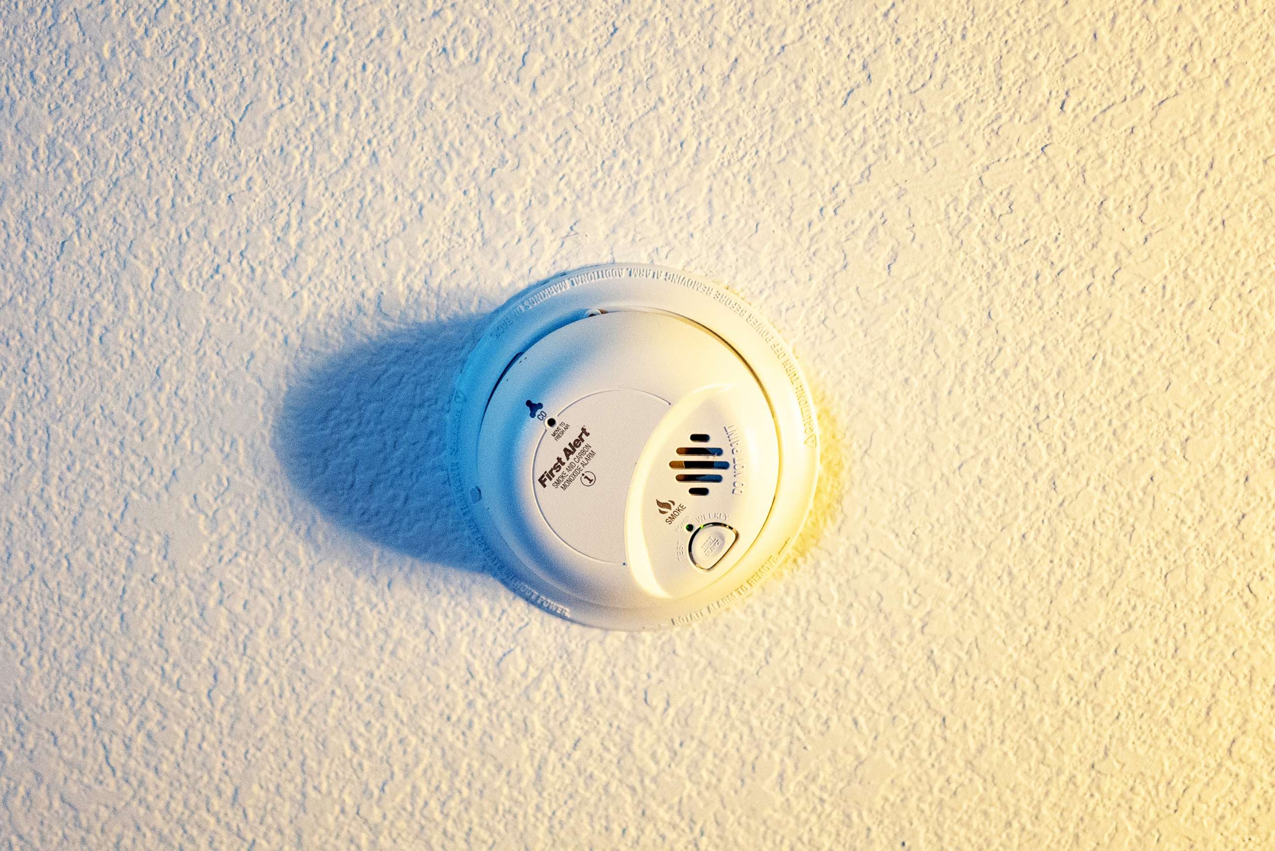 PHOTO: A smoke and carbon monoxide detector is installed on a ceiling in San Ramon, Calif., Feb 6, 2020. 