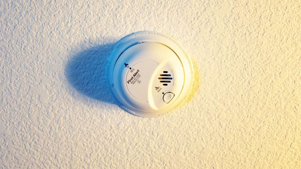 PHOTO: A smoke and carbon monoxide detector is installed on a ceiling in San Ramon, Calif., Feb 6, 2020. 