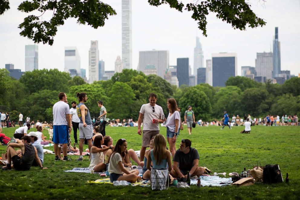 PHOTO: People gather in Central Park in New York on May 22, 2021.