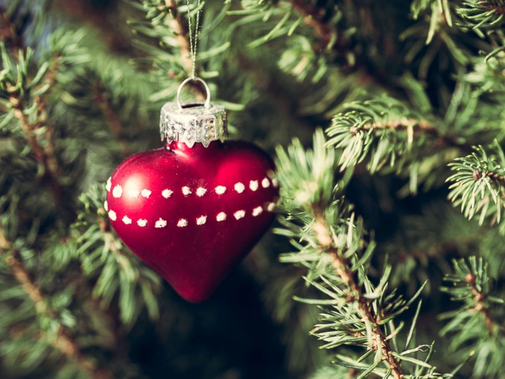 PHOTO: An undated stock photo shows a heart-shaped ornament on a Christmas tree.