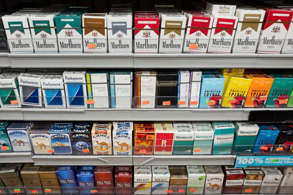 PHOTO: Cigarettes are displayed on a shelf, Monday, Aug. 28, 2017, in New York.