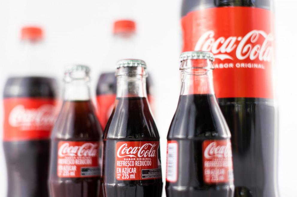 PHOTO: In this photo Illustration, bottles of Coca Cola are displayed on June 03, 2022 in Mexico City, Mexico.