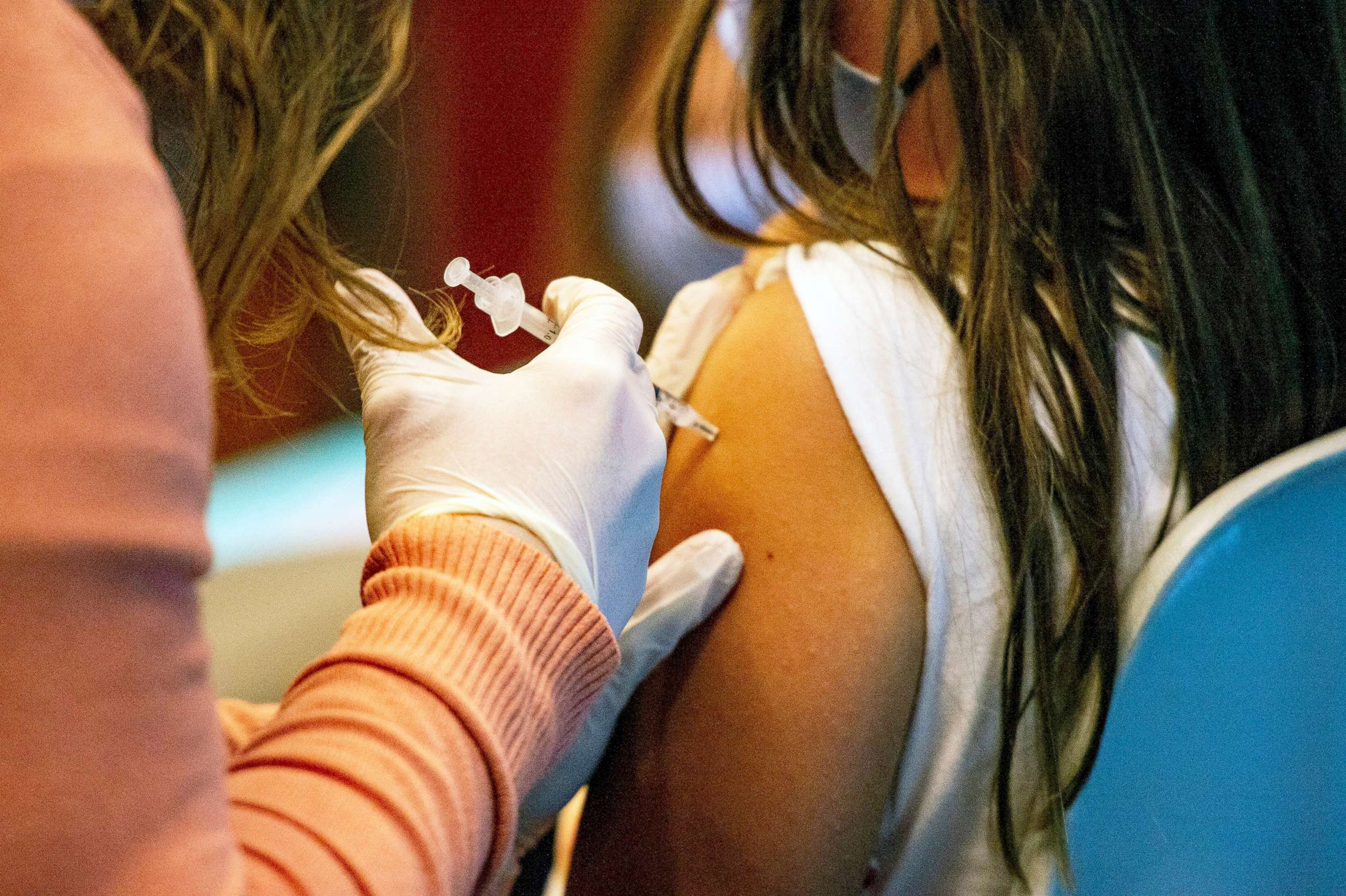 PHOTO: A Pfizer-BioNTech Covid-19 vaccine is administered in Hartford, Ct.,  Nov. 2, 2021.