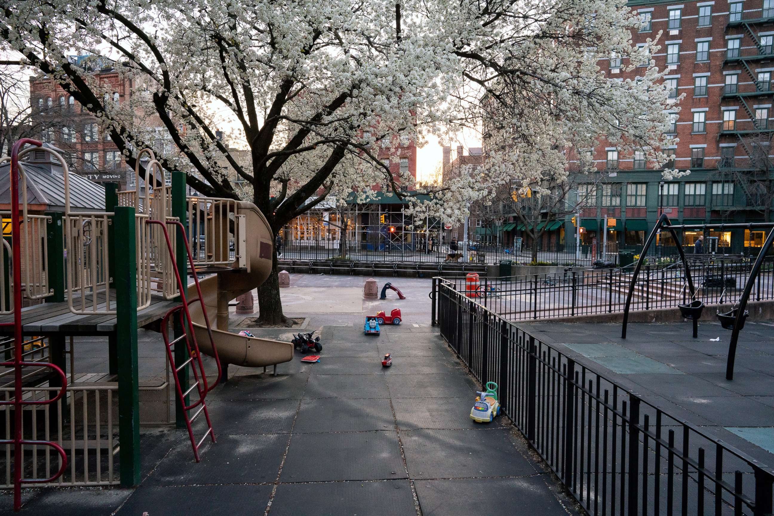 PHOTO: A desolate playground in the West Village neighborhood of Manhattan on March 27, 2020.