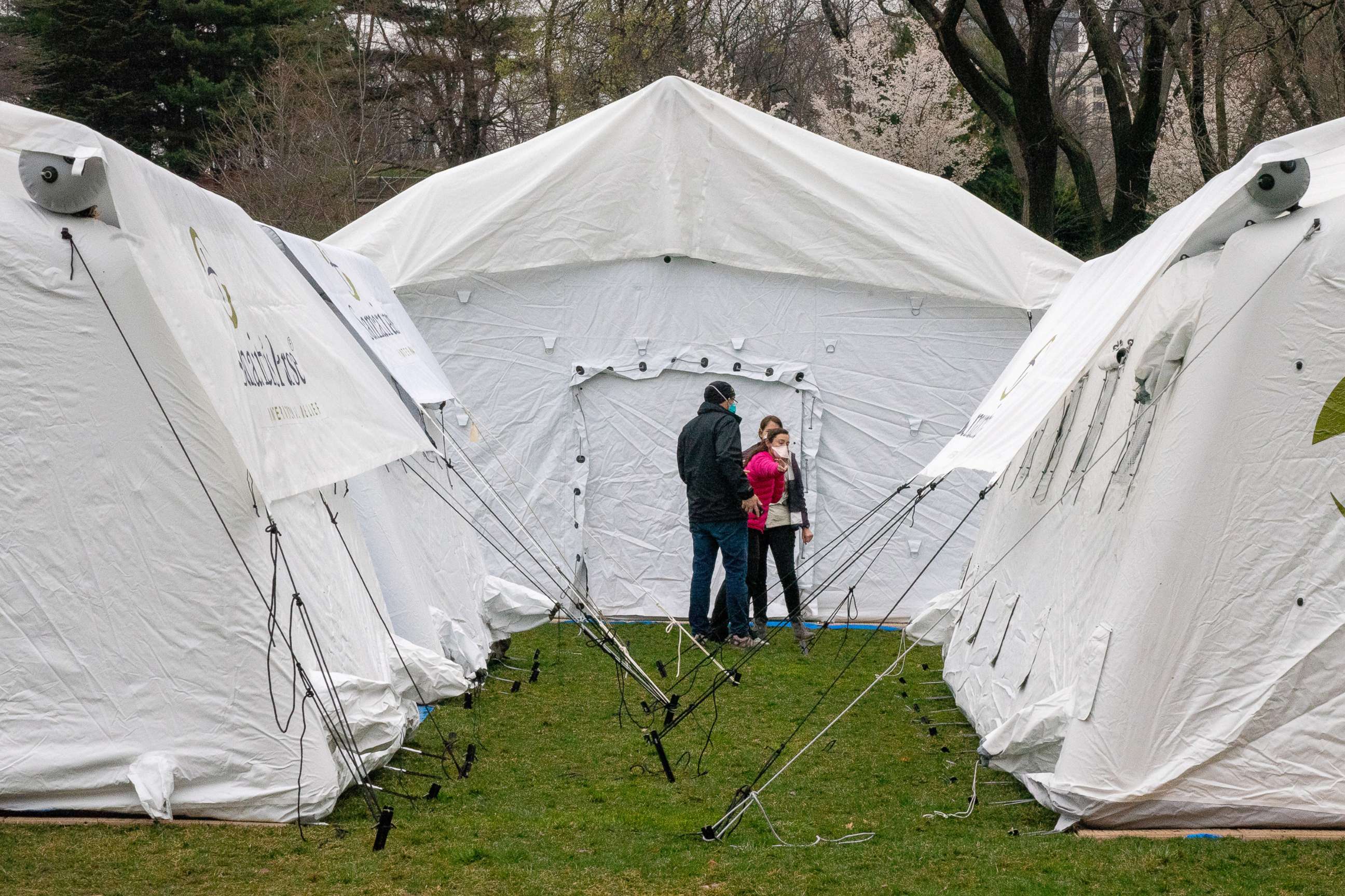 PHOTO: A field hospital is set up by Samaritan's Purse and FEMA  at the East Meadow in Central Park amid a coronavirus outbreak in New York, March 30, 2020.