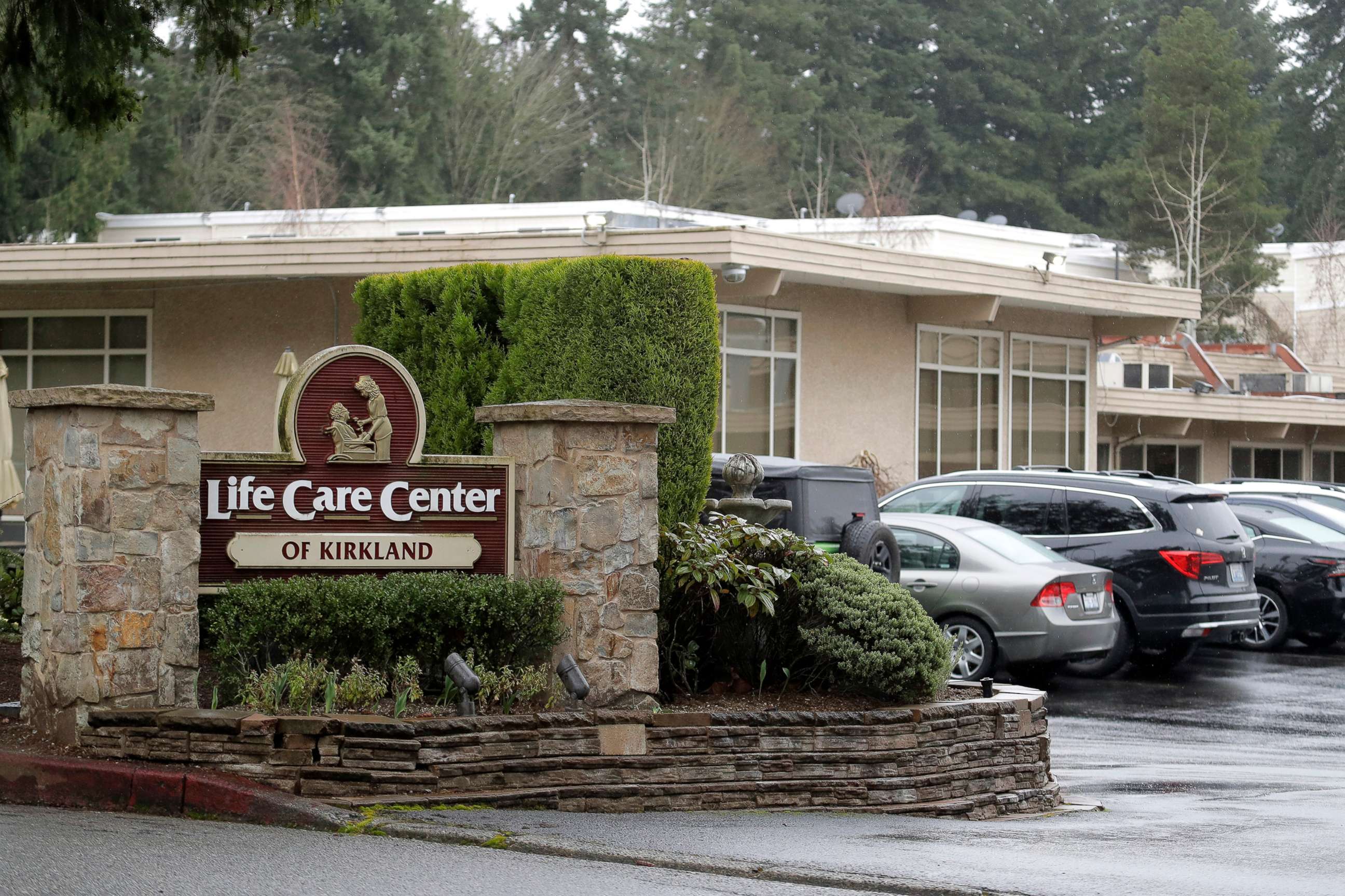 PHOTO: A sign at the entrance of the Life Care Center is show in Kirkland, Wash., near Seattle, March 2, 2020. 