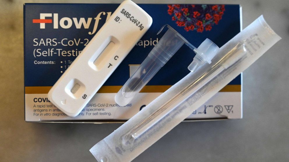 PHOTO: A COVID-19 antigen self-test kit is pictured on Jan. 13, 2022, in Madrid.