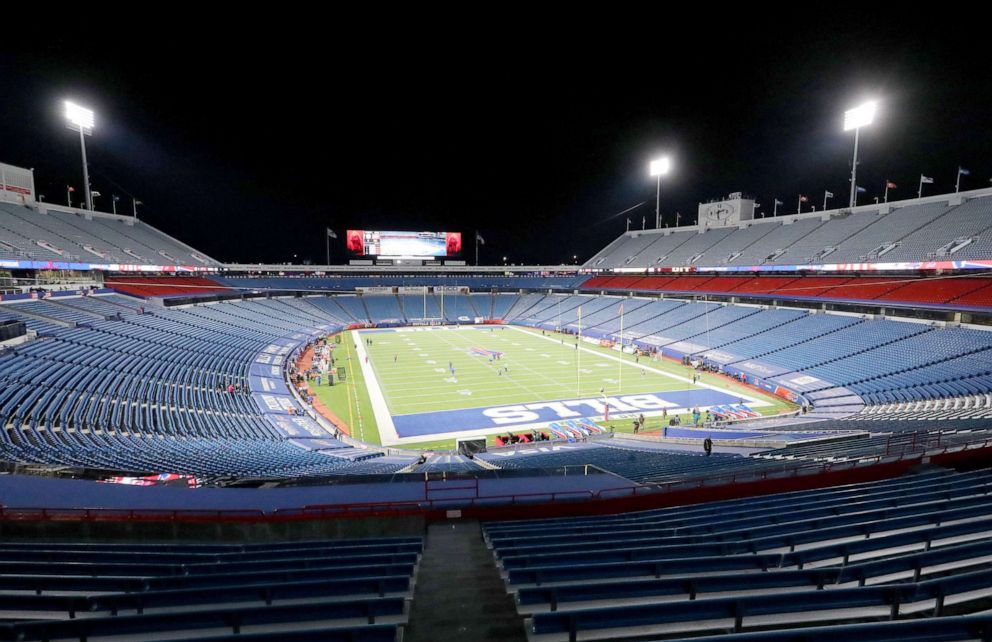 PHOTO: The stands of Bills Stadium  sit empty before a game between the Buffalo Bills and the Pittsburgh Steelers in Orchard Park, N.Y., Dec. 13, 2020.