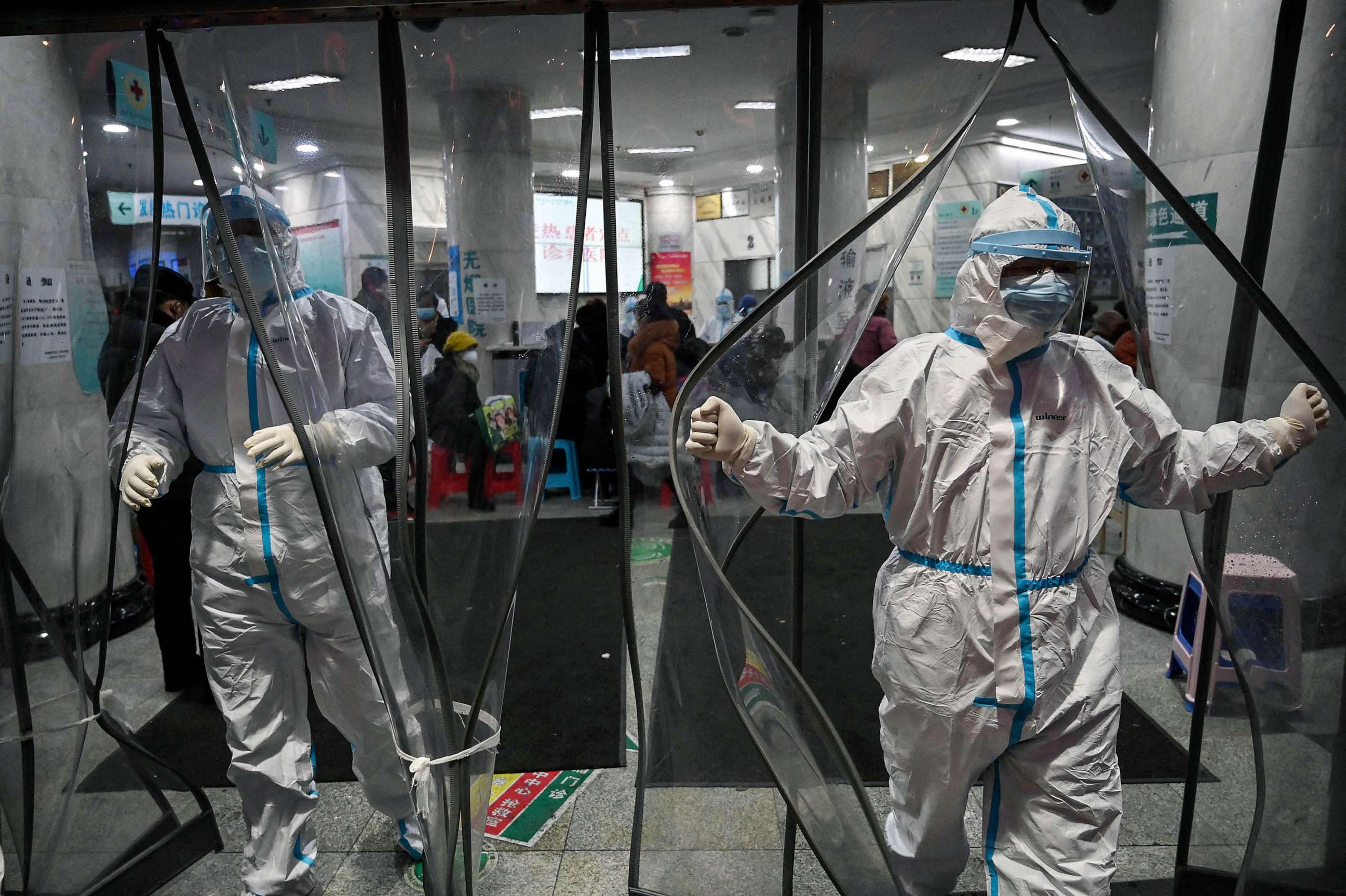 PHOTO: FILE - This file photo taken on Jan. 25, 2020 shows medical staff members, wearing protective clothing at the Wuhan Red Cross Hospital in Wuhan, as the city struggled with the outbreak of the once-mysterious virus.